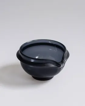 Chawan MTCH Shade — matte black katakuchi bowl with a drawn spout